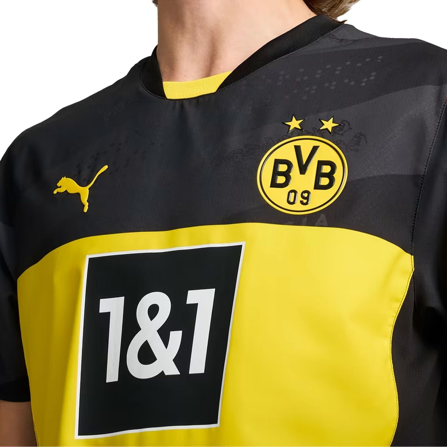 PUMA Men's Borussia Dortmund 2024/25 Authentic Away Jersey Black/Faster Yellow