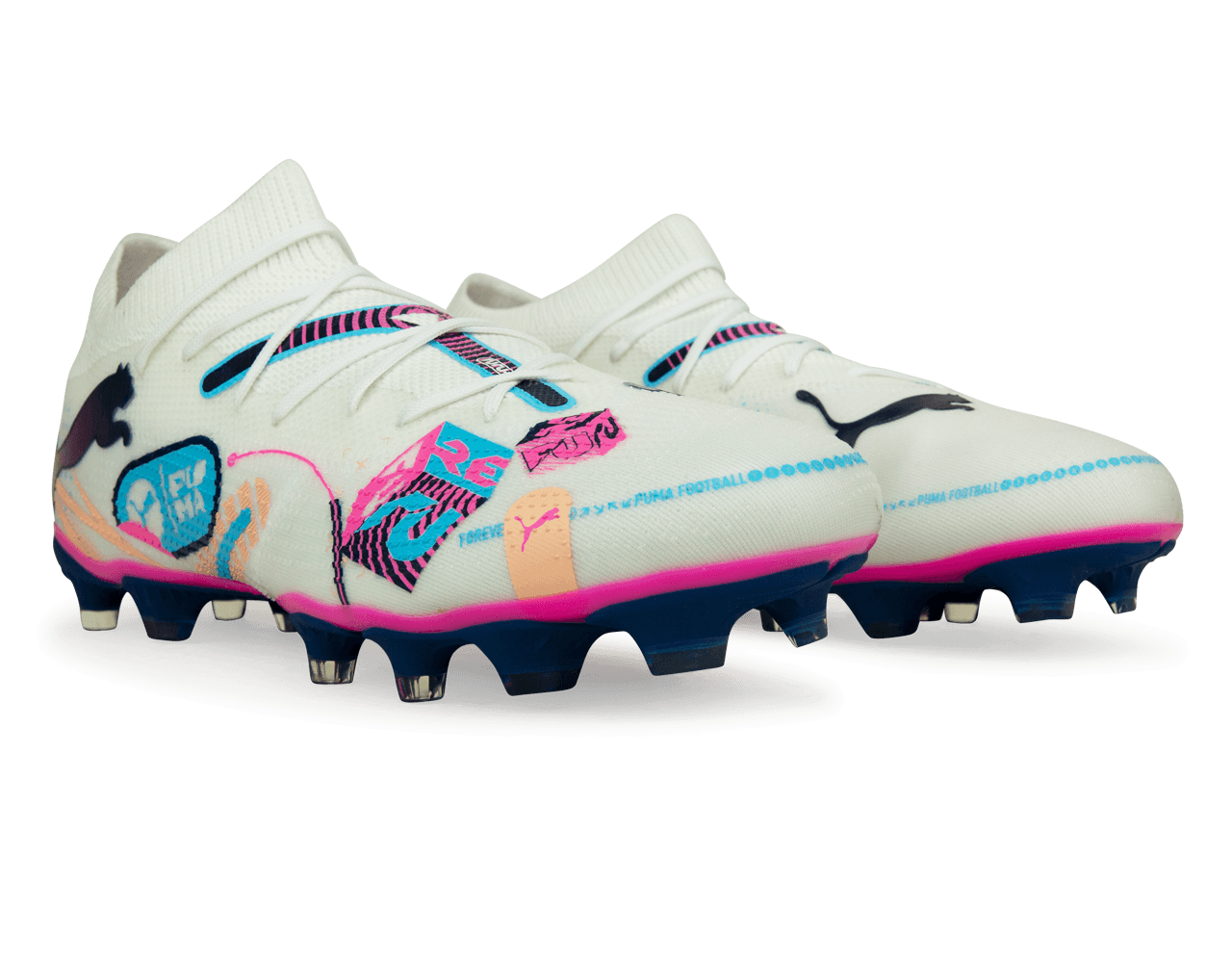 PUMA Men's Future 7 Match Volume Up FG/AG White/Luminous Blue