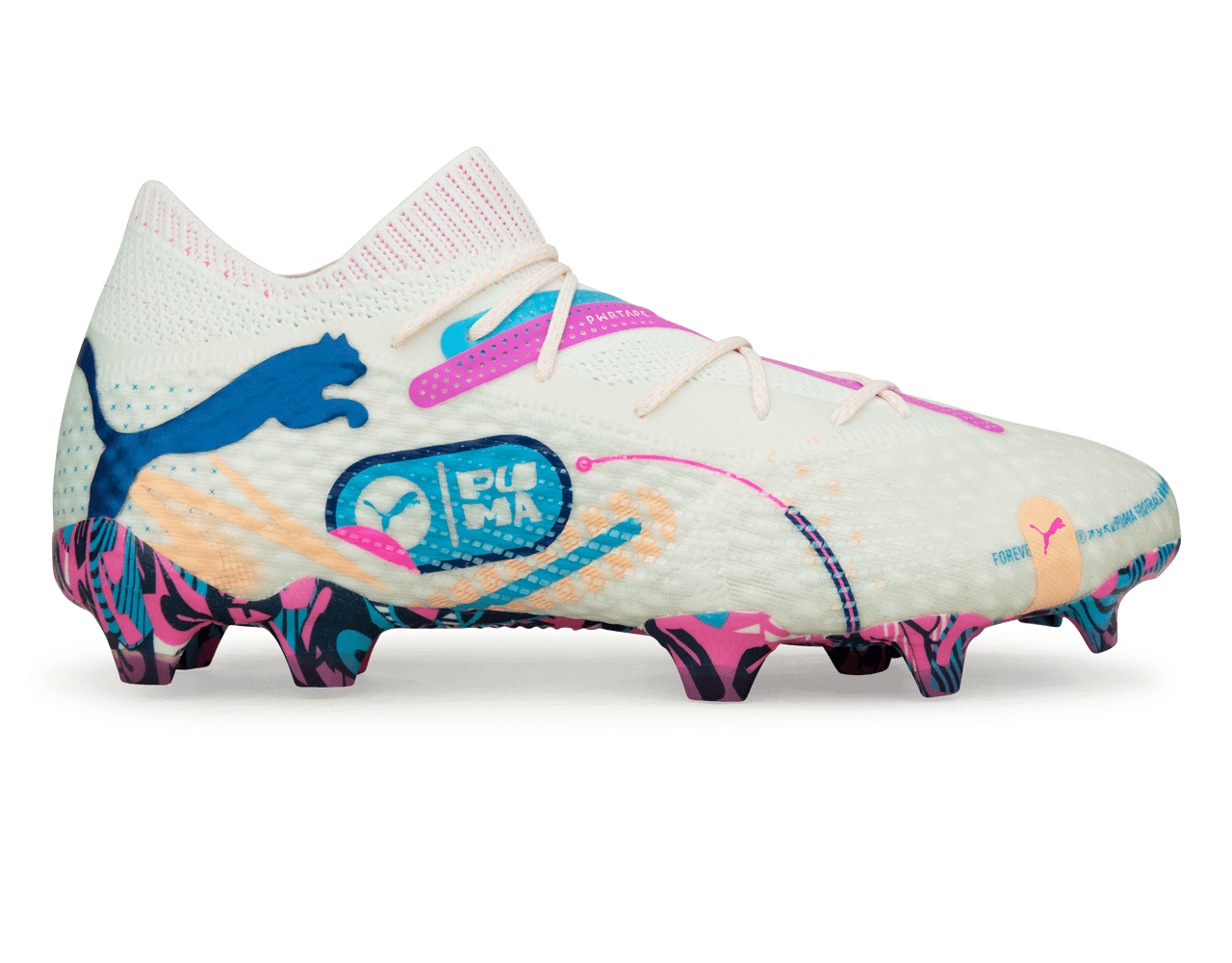 PUMA Men's Future 7 Ultimate Volume Up FG/AG White/Luminous Blue