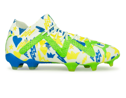PUMA Men's Future Ultimate x Neymar FG/AG White/Blue/Lemon
