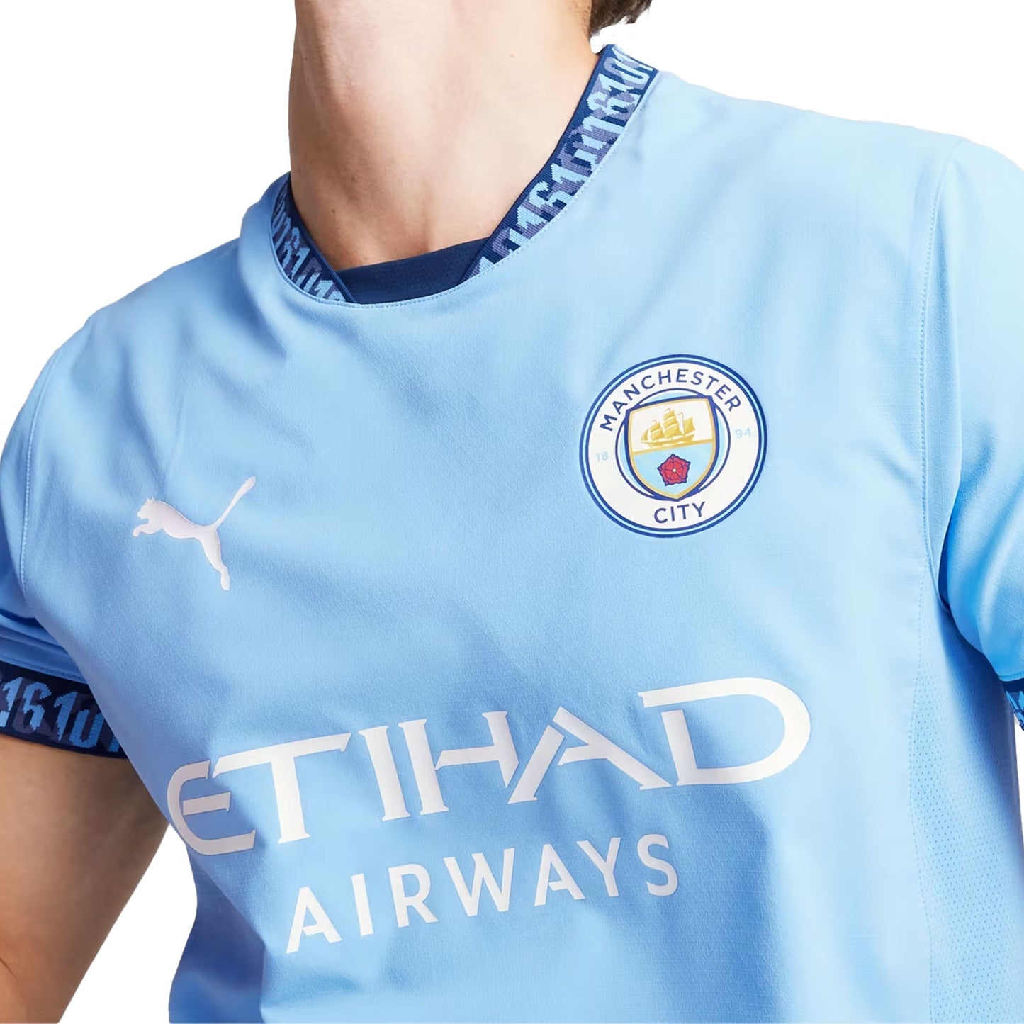 PUMA Men's Manchester City 2024/25 Authentic Home Jersey Light Blue/White