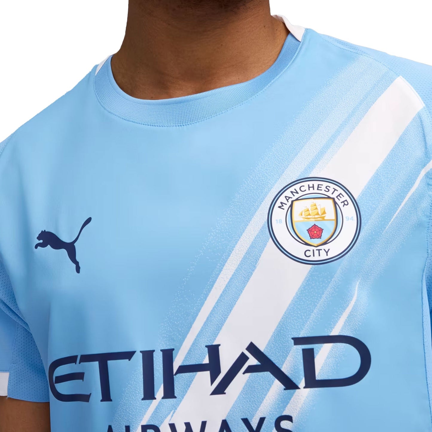 PUMA Men's Manchester City 2025/26 Authentic Home Jersey Team Light Blue/White