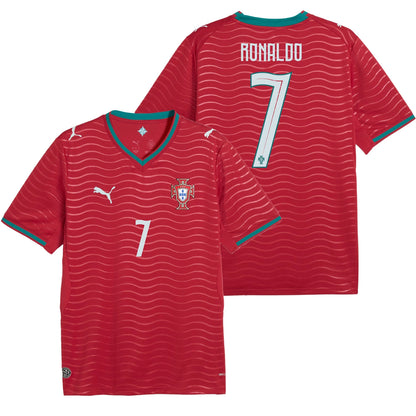 PUMA Men's Portugal World Cup 2026 Home w/ Ronaldo #7 Printing Red/Green Lagoon