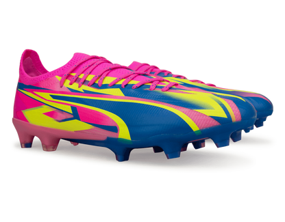 PUMA Men's Ultra Ultimate Energy FG/AG Pink/Blue/Yellow
