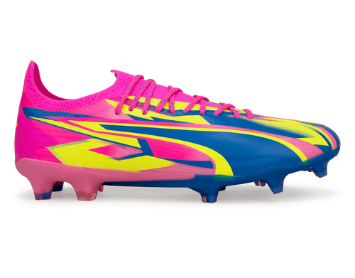 PUMA Men's Ultra Ultimate Energy FG/AG Pink/Blue/Yellow