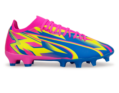 PUMA Men's Ultra Match Energy FG/AG Pink/Blue/Yellow