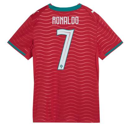 PUMA Women's Portugal World Cup 2026 Home Jersey w/ Ronaldo #7 Printing Red/Green Lagoon
