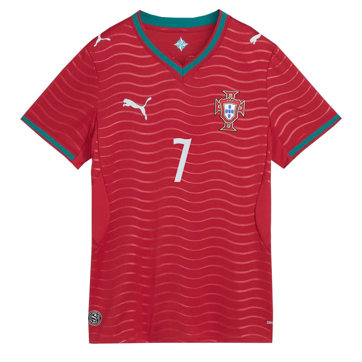 PUMA Women's Portugal World Cup 2026 Home Jersey w/ Ronaldo #7 Printing Red/Green Lagoon
