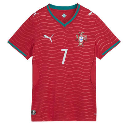 PUMA Women's Portugal World Cup 2026 Home Jersey w/ Ronaldo #7 Printing Red/Green Lagoon