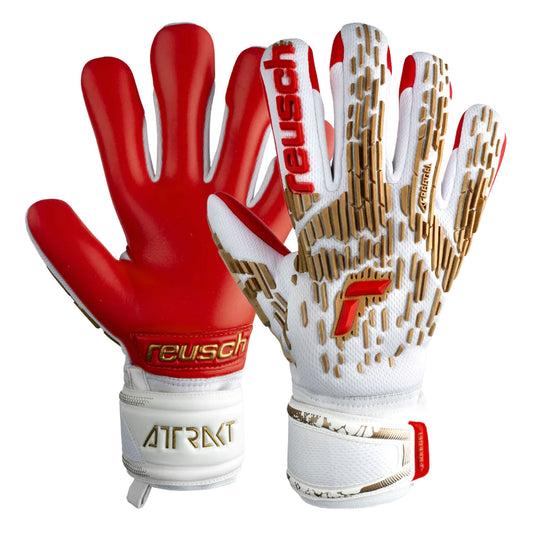Reusch Men's Attrakt Freegel Silver Fingersave Goalkeeper Gloves Pink/White