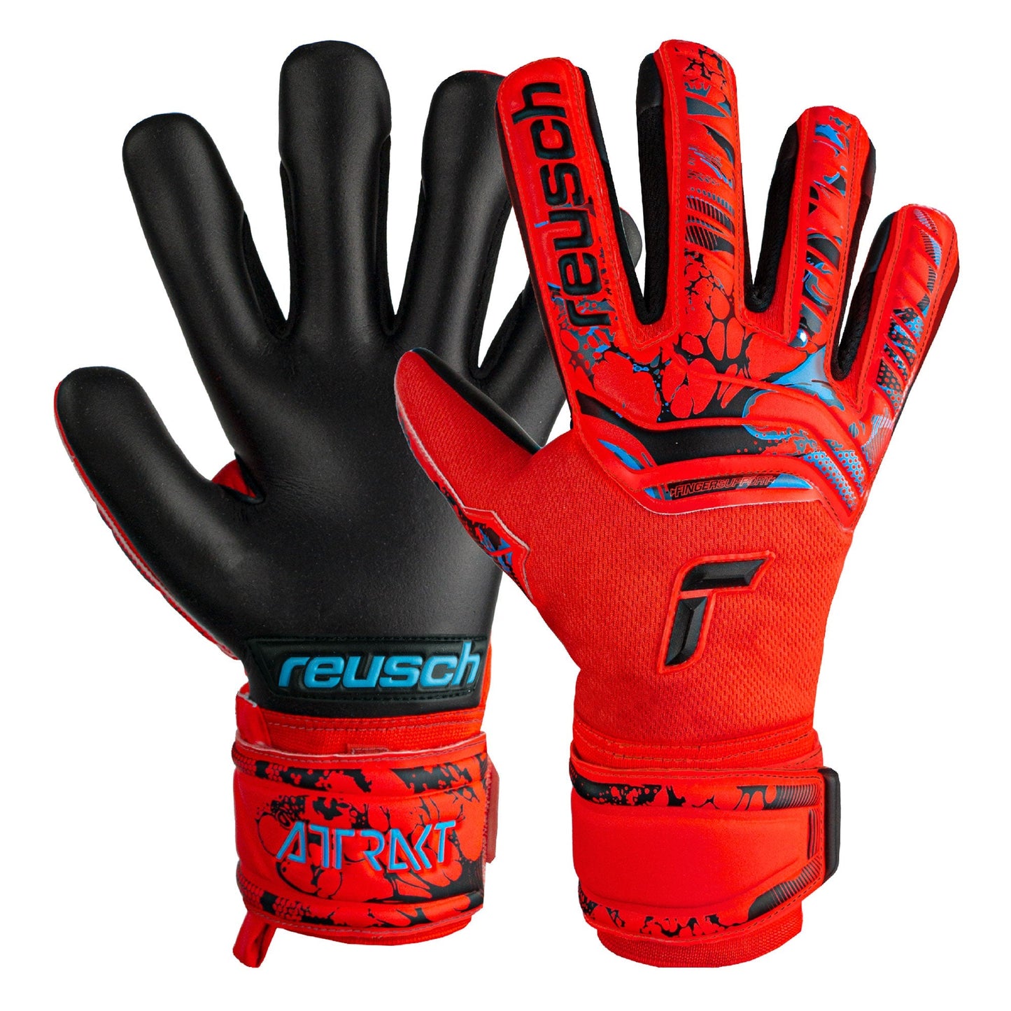 Reusch Kids Attrakt Grip Evolution Fingersave Goalkeeper Gloves Red/Black