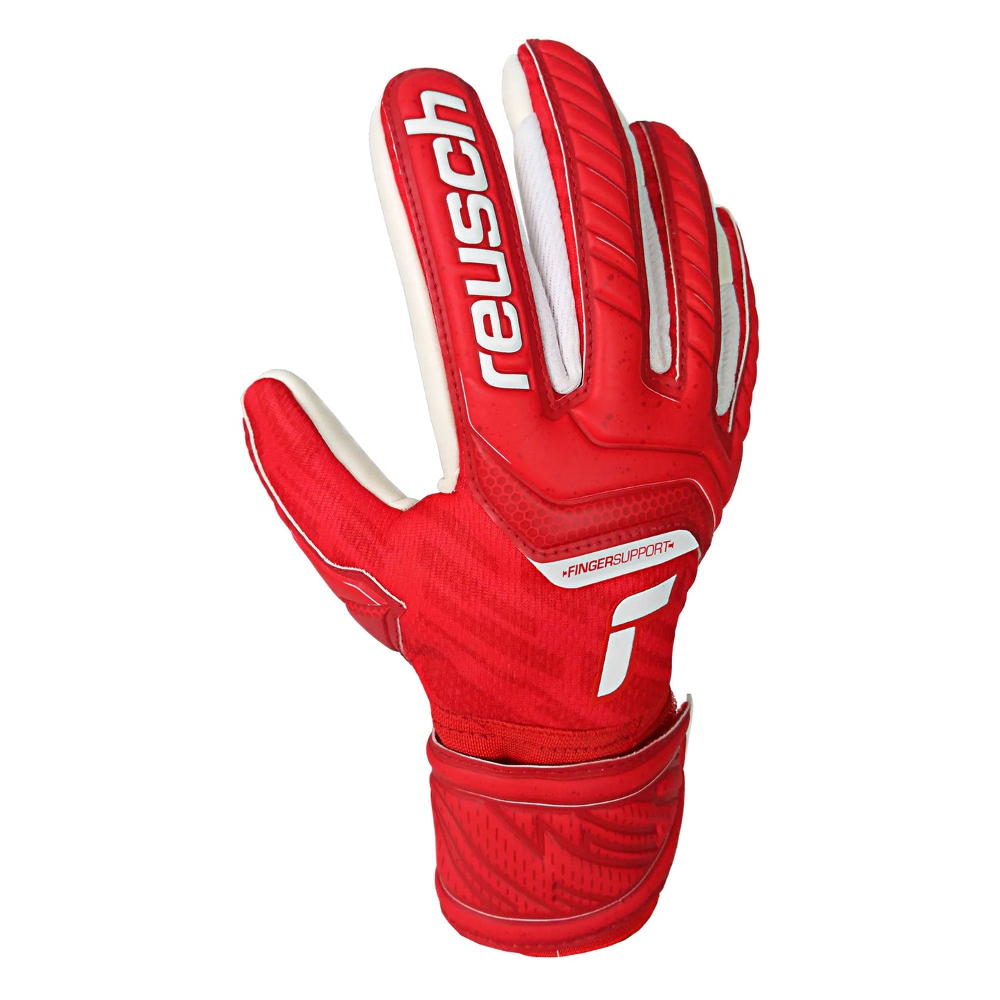 Reusch Kids Attrakt Grip Evolution Fingersave Goalkeeper Gloves Red/White