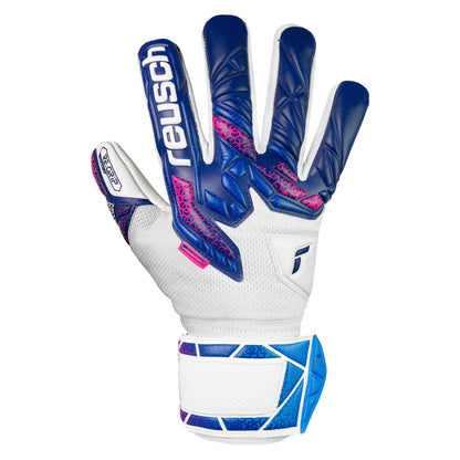 Reusch Kids Attrakt RE. Grip NC Fingersave Goalkeeper Gloves White/Blue/Pink