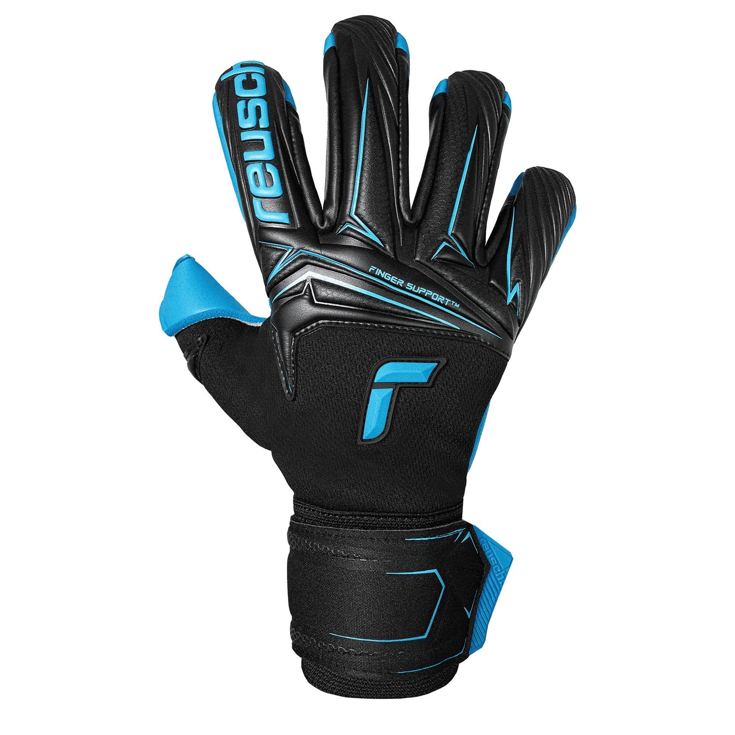 Reusch Men's Attrakt Aqua Fingersave Goalkeeper Gloves Black/Aqua Blue