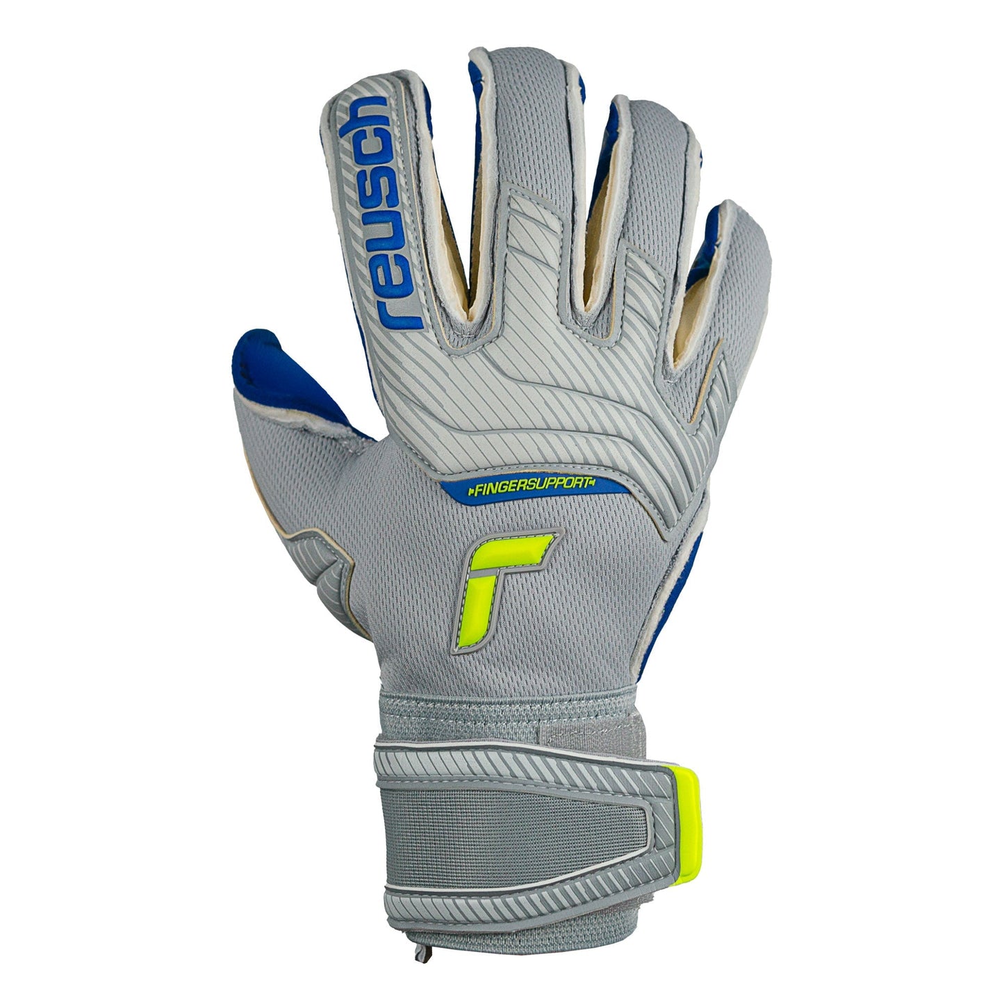Reusch Men's Attrakt Gold X Evolution Cut Fingersave GoalkeeperGloves Grey/Deep Blue
