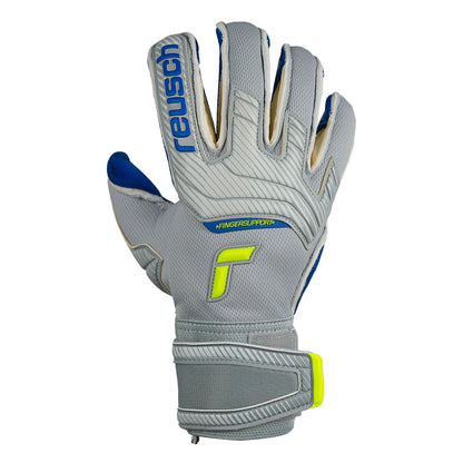 Reusch Men's Attrakt Gold X Evolution Cut Fingersave GoalkeeperGloves Grey/Deep Blue