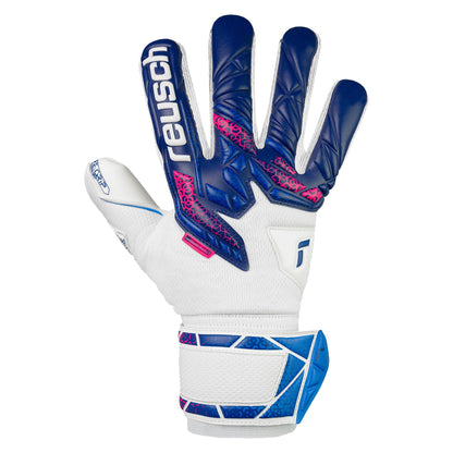 Reusch Men's Attrakt RE. Grip NC Fingersave Goalkeeper Gloves White/Blue/Pink