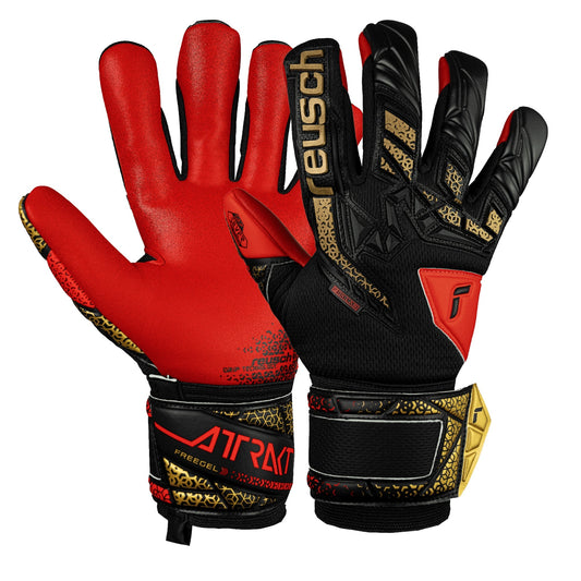 Reusch Men's Attrakt Silver Goalkeeper Gloves Black/Gold/Red