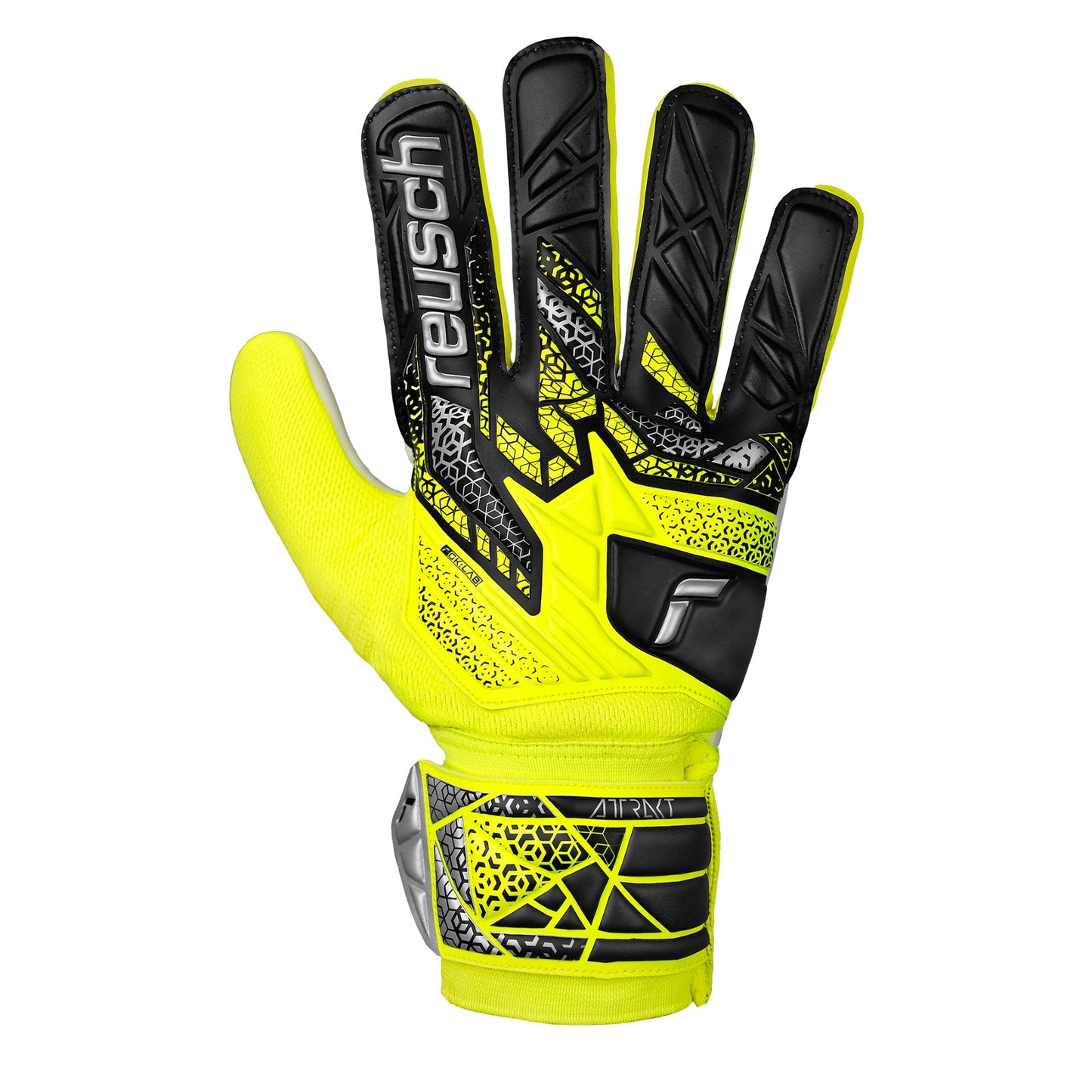 Reusch Men's Attrakt Solid Fingersave Goalkeeper Gloves Volt/Black/Silver