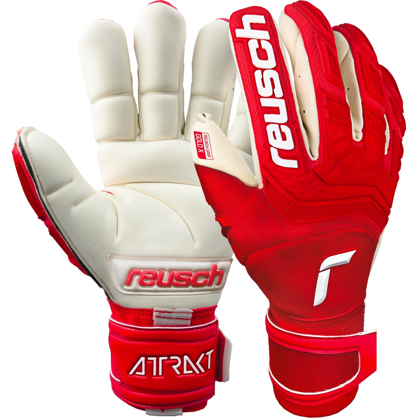 Reusch Men's Goalkeeper Attrakt Freegel Gold X Finger Support Gloves Red/White