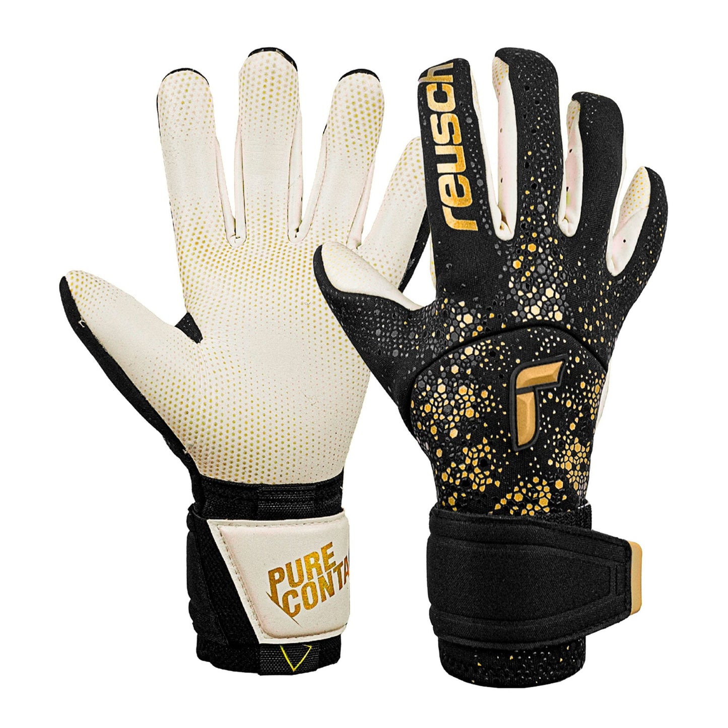 Reusch Men's Goalkeeper Attrakt Gold X Glueprint Goalkeeper Gloves Black/Gold