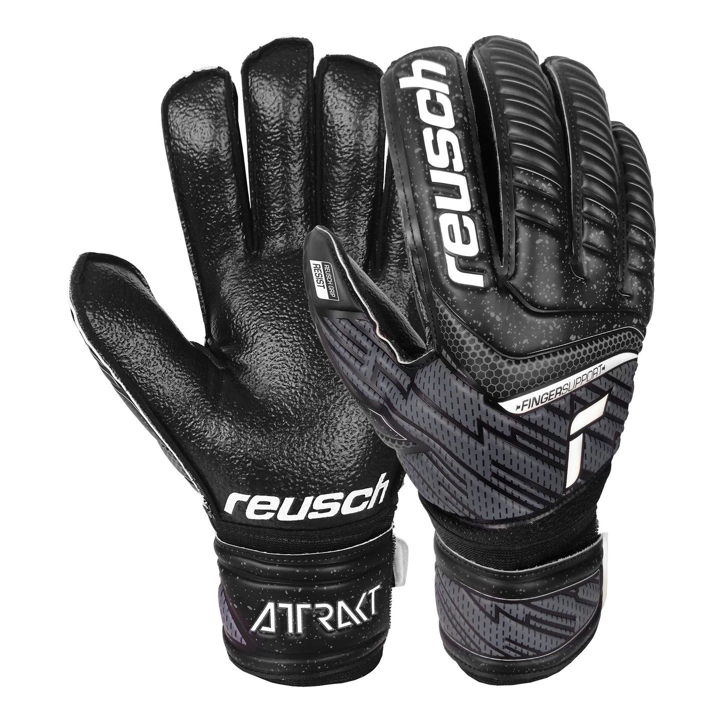 Reusch Men's Goalkeeper Attrakt Resist Finger Support Gloves Black/White