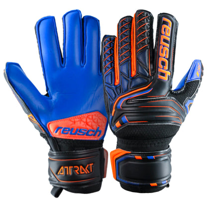 Reusch Men's Goalkeeper Attrakt SG Extra Finger Support Gloves Black/Orange